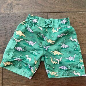 UV Skinz - Boys Green Origami Dino print shorts - swim trunks. Size 2
